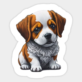 Cute Puppy Brown and White Design Sticker
